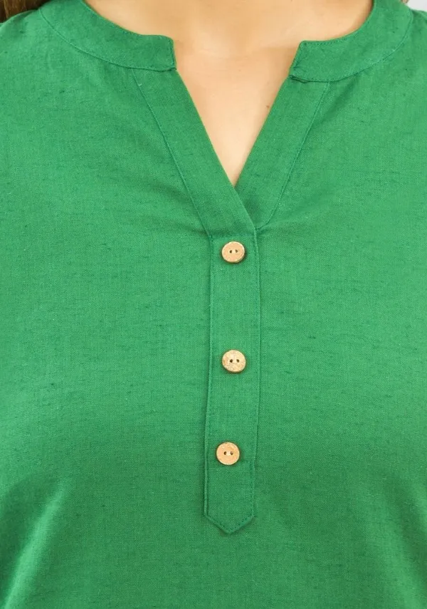Bottle_Green_Cotton_Flax_Premium_&_Elegant_Top_&_Shorts_For_Women