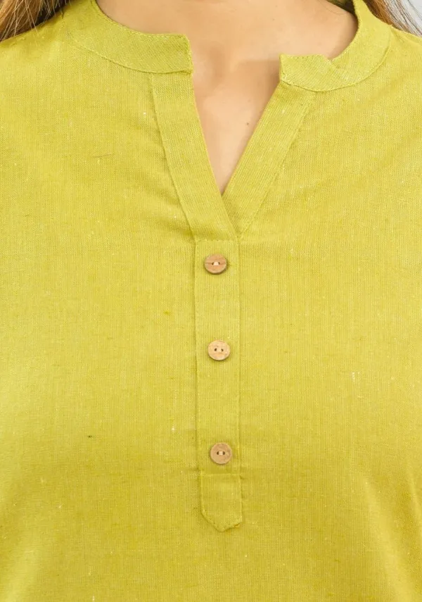 Olive_Green_Cotton_Flax_Premium_&_Elegant_Top_&_Shorts_For_Women