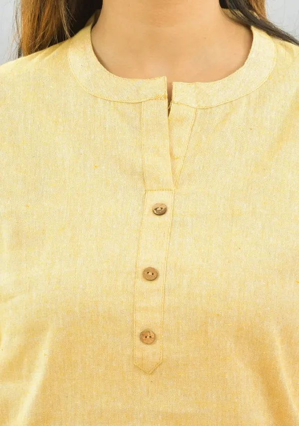 Yellow_Cotton_Flax_Premium_&_Elegant_Top_&_Shorts_For_Women