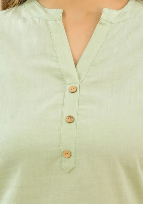 Mint_Green_Cotton_Flax_Premium_&_Elegant_Top_&_Shorts_For_Women