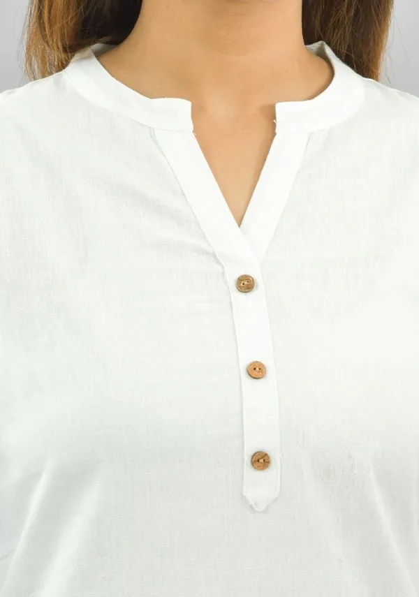 White_Cotton_Flax_Premium_&_Elegant_Top_&_Shorts_For_Women