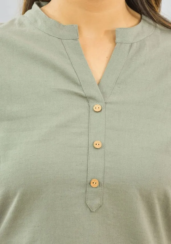 Gray_Cotton_Flax_Premium_&_Elegant_Top_&_Shorts_For_Women