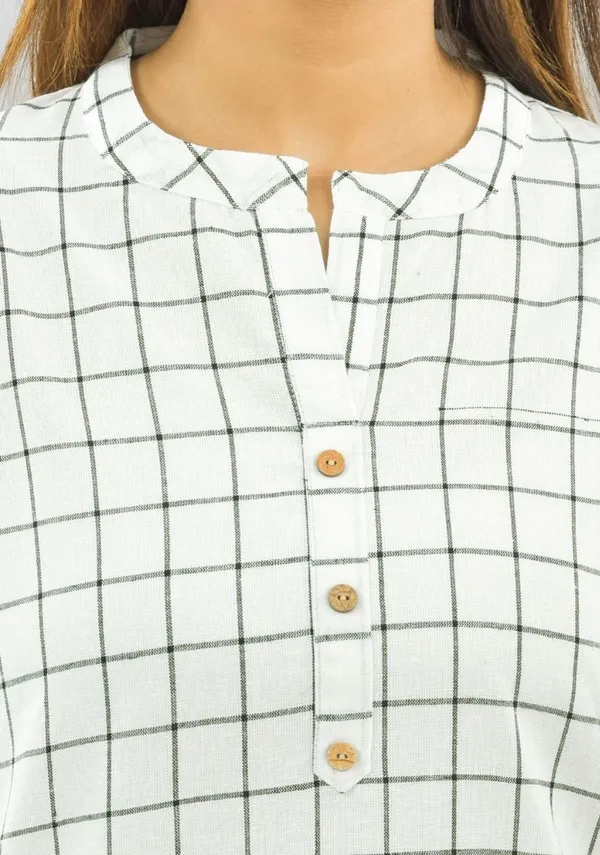 White_Cotton_Checks_Premium_&_Elegant_Top_&_Bottom_For_Women