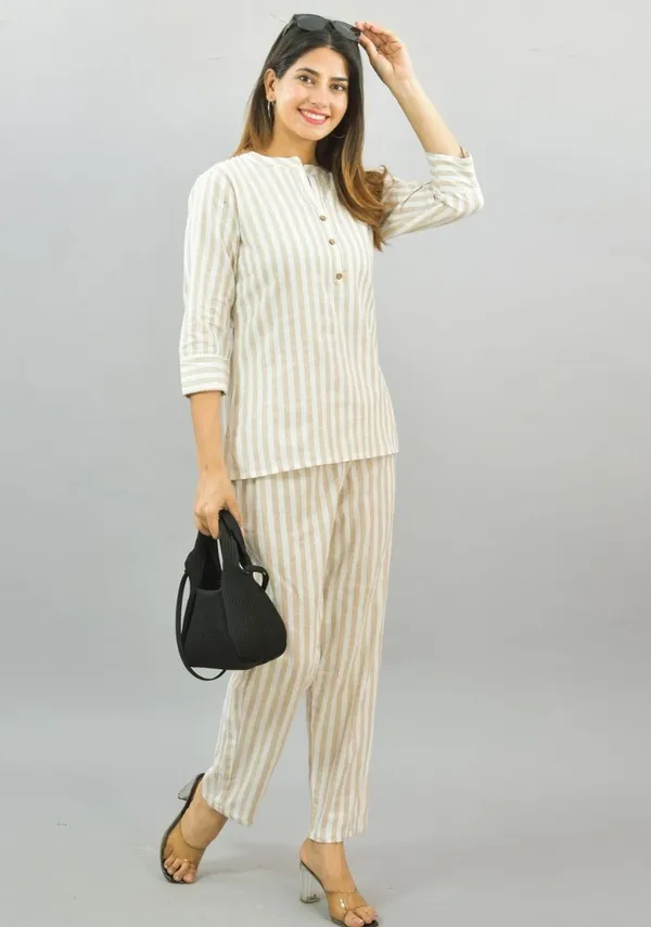 White_Cotton_Checks_Premium_&_Elegant_Top_&_Bottom_For_Women