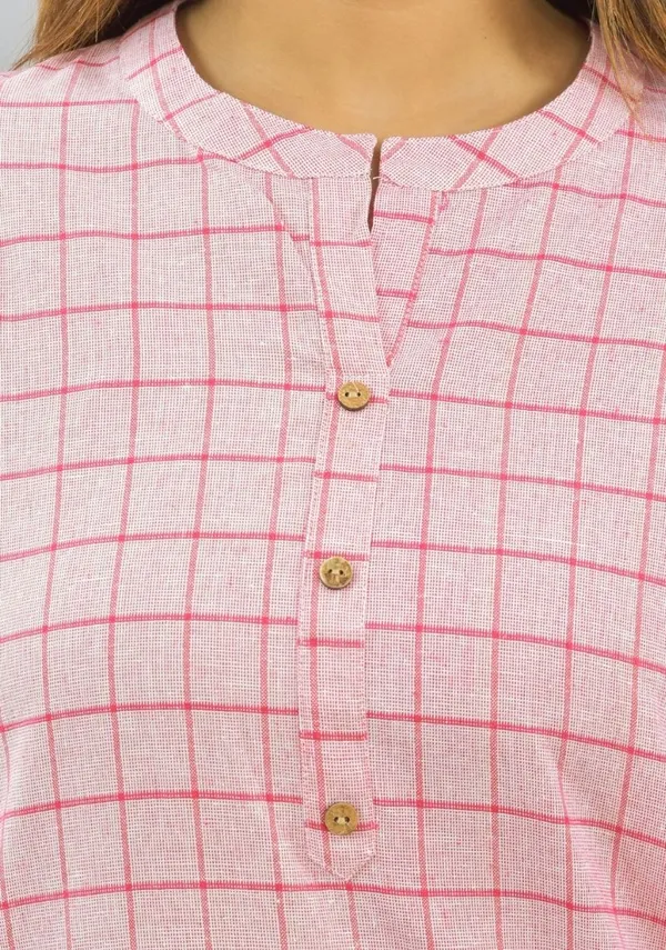 Baby_Pink_Cotton_Checks_Premium_&_Elegant_Top_&_Bottom_For_Women