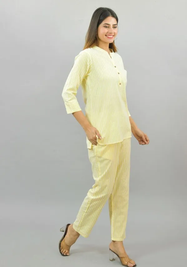 Yellow_Cotton_Checks_Premium_&_Elegant_Top_&_Bottom_For_Women