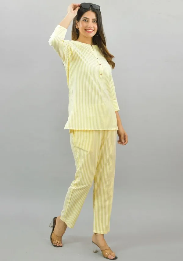 Yellow_Cotton_Checks_Premium_&_Elegant_Top_&_Bottom_For_Women