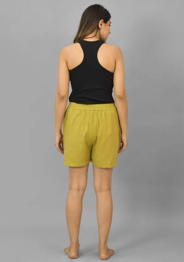 Green_Solid_Cotton_Solid_Premium_&_Elegant_Shorts_For_Women