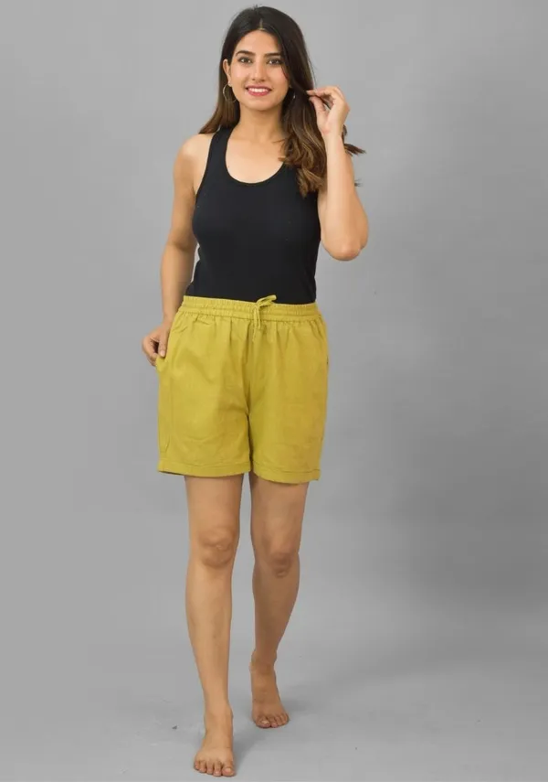 Green_Solid_Cotton_Solid_Premium_&_Elegant_Shorts_For_Women