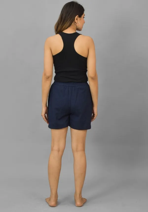 Navy_Blue_Solid_Cotton_Flax_Premium_&_Elegant_Shorts_For_Women