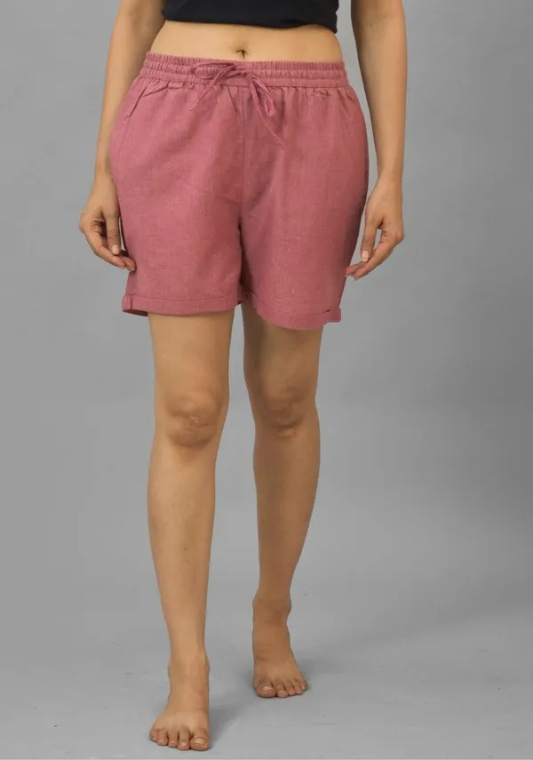 Pink_Cotton_Solid_Premium_&_Elegant_Shorts_For_Women
