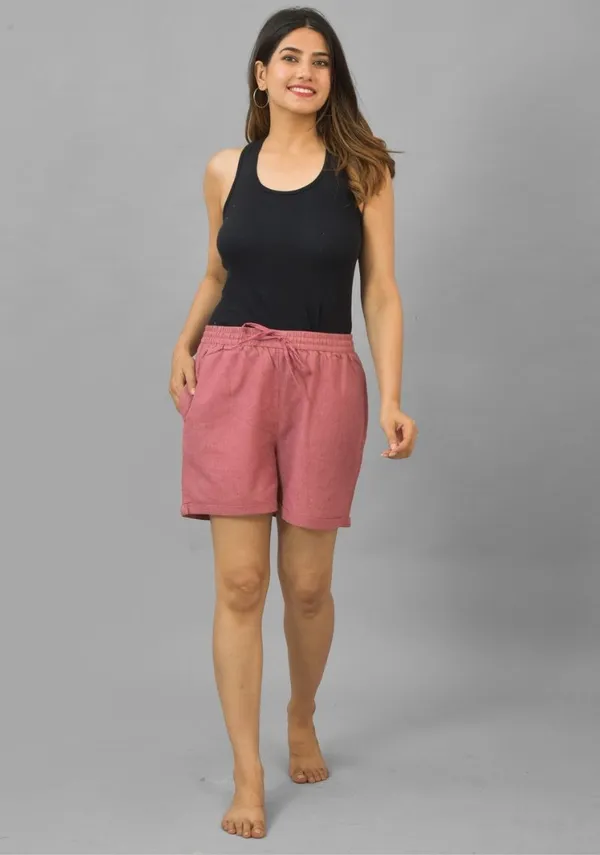 Pink_Cotton_Solid_Premium_&_Elegant_Shorts_For_Women
