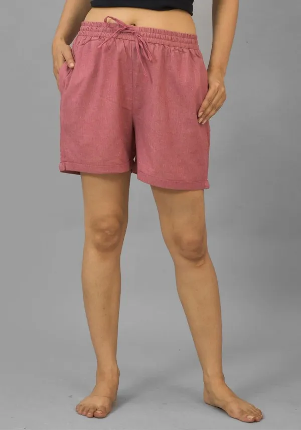 Pink_Cotton_Solid_Premium_&_Elegant_Shorts_For_Women