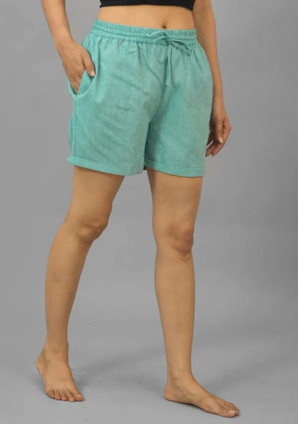 Cyan_Solid_Cotton_Solid_Premium_&_Elegant_Shorts_For_Women