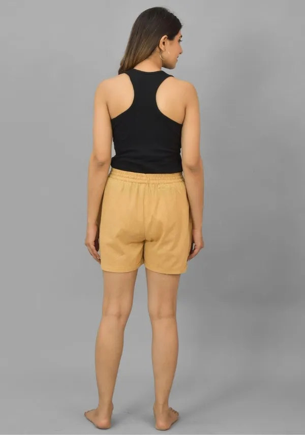 Beige_Solid_Cotton_Flax_Premium_&_Elegant_Shorts_For_Women