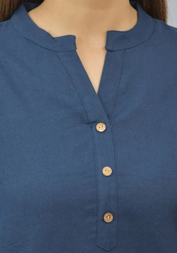 Navy_Blue_Cotton_Flax_Premium_&_Elegant_Top_&_Bottom_For_Women