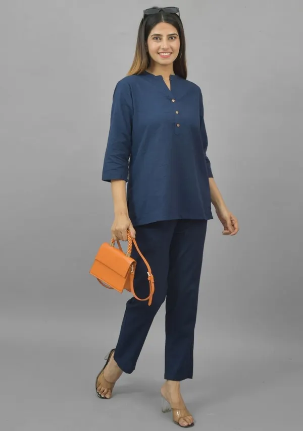 Navy_Blue_Cotton_Flax_Premium_&_Elegant_Top_&_Bottom_For_Women