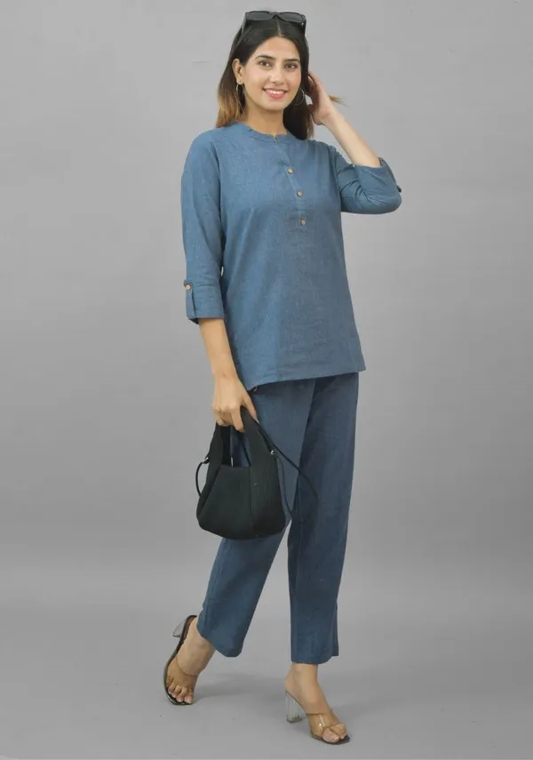 Denim_Cotton_Flax_Premium_&_Elegant_Top_&_Bottom_For_Women