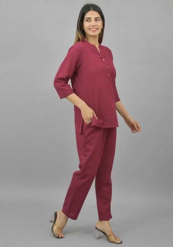 Maroon_Cotton_Flax_Premium_&_Elegant_Top_&_Bottom_For_Women
