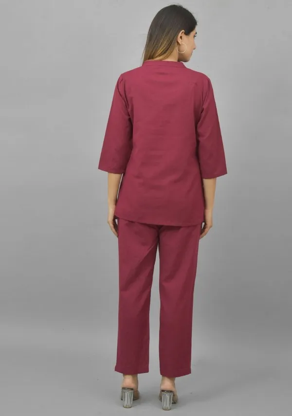 Maroon_Cotton_Flax_Premium_&_Elegant_Top_&_Bottom_For_Women
