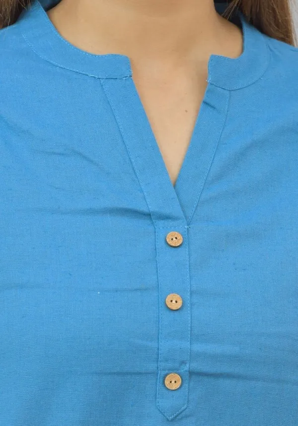 Blue_Cotton_Flax_Premium_&_Elegant_Top_&_Bottom_For_Women