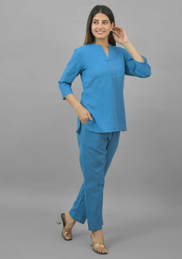 Blue_Cotton_Flax_Premium_&_Elegant_Top_&_Bottom_For_Women