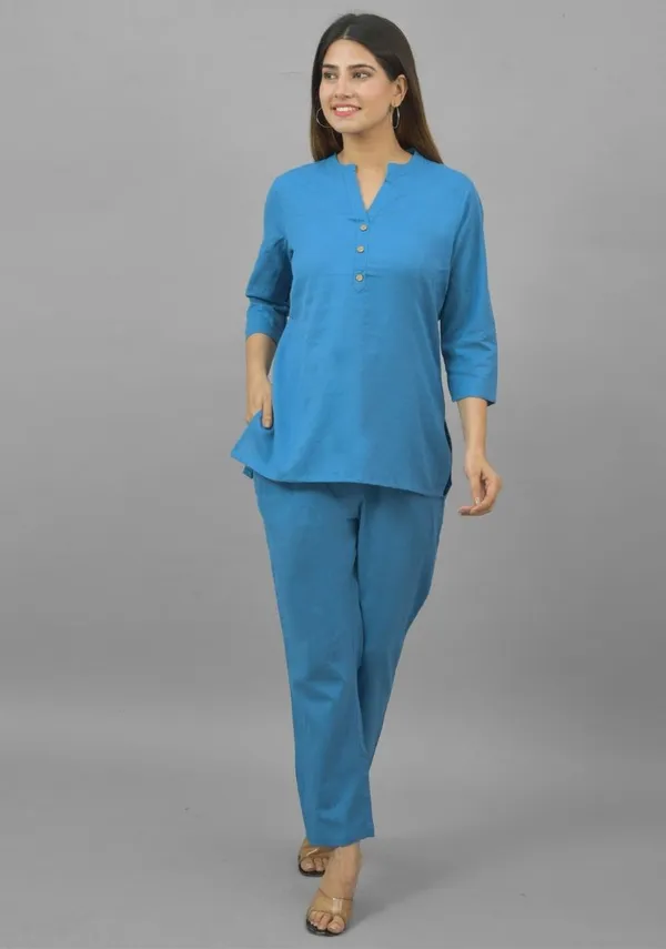 Blue_Cotton_Flax_Premium_&_Elegant_Top_&_Bottom_For_Women
