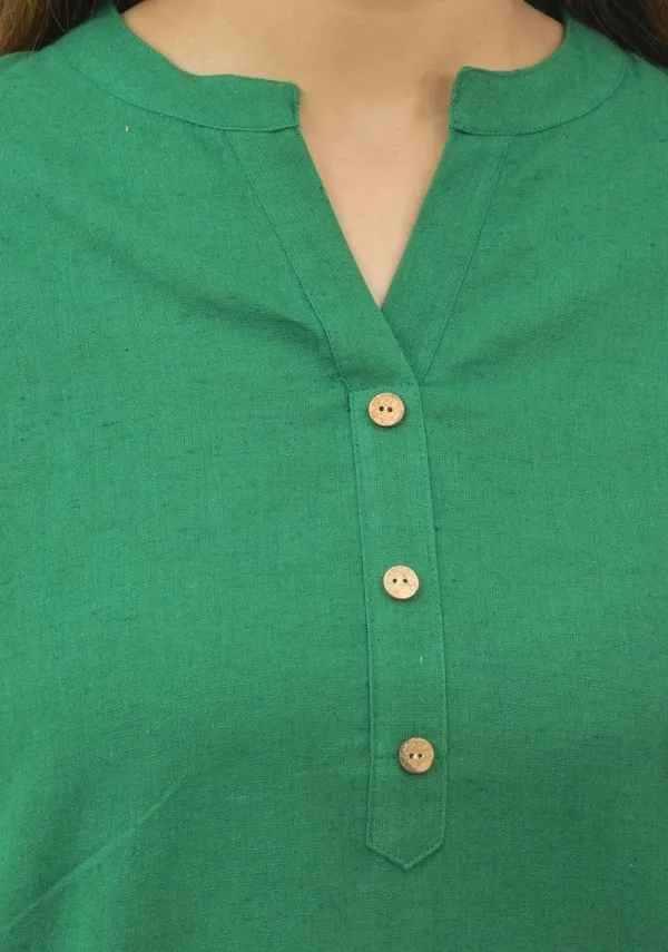 Bottle_Green_Cotton_Flax_Premium_&_Elegant_Top_&_Bottom_For_Women