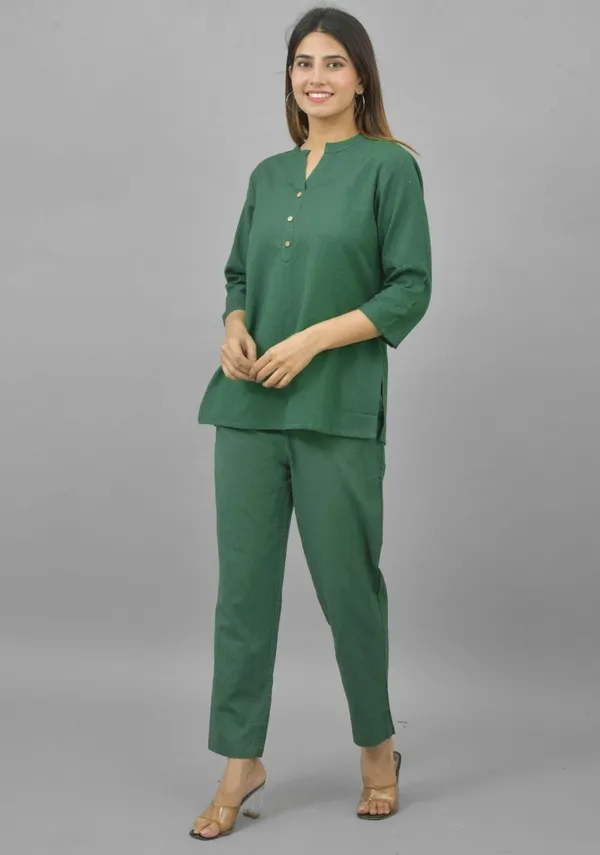 Bottle_Green_Cotton_Flax_Premium_&_Elegant_Top_&_Bottom_For_Women