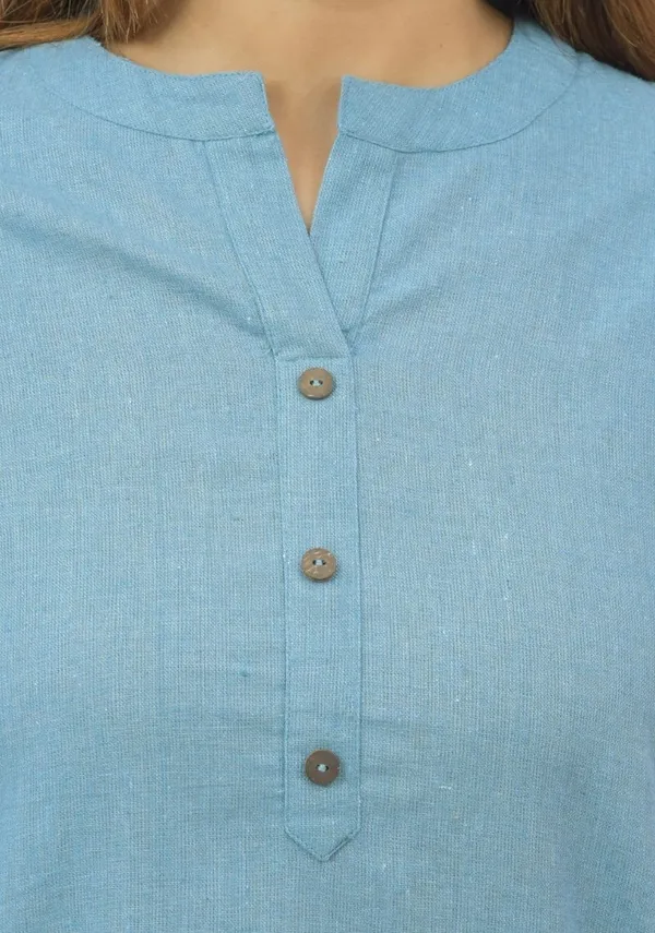 Sky_Blue_Cotton_Flax_Premium_&_Elegant_Top_&_Bottom_For_Women