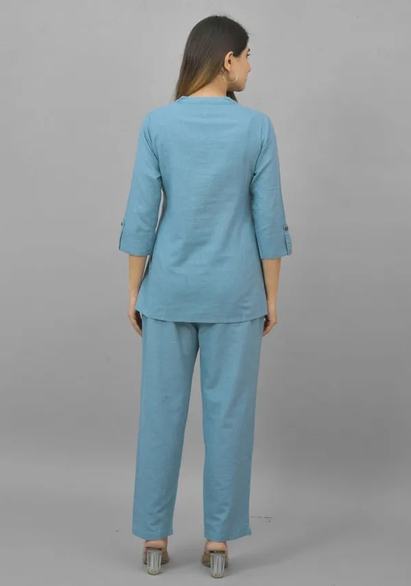 Sky_Blue_Cotton_Flax_Premium_&_Elegant_Top_&_Bottom_For_Women