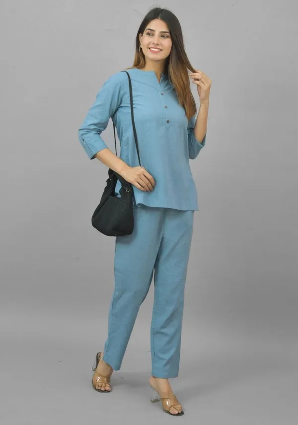 Sky_Blue_Cotton_Flax_Premium_&_Elegant_Top_&_Bottom_For_Women