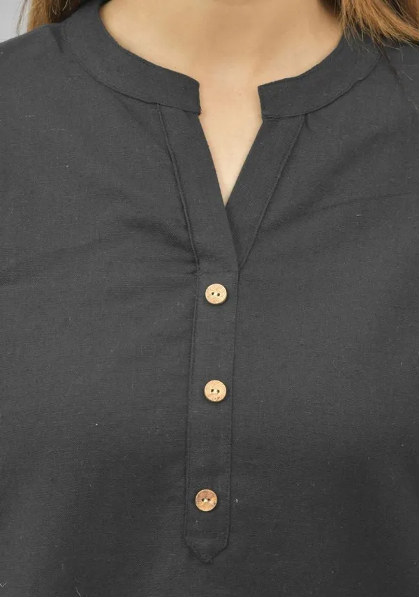 Black_Cotton_Flax_Premium_&_Elegant_Top_&_Bottom_For_Women