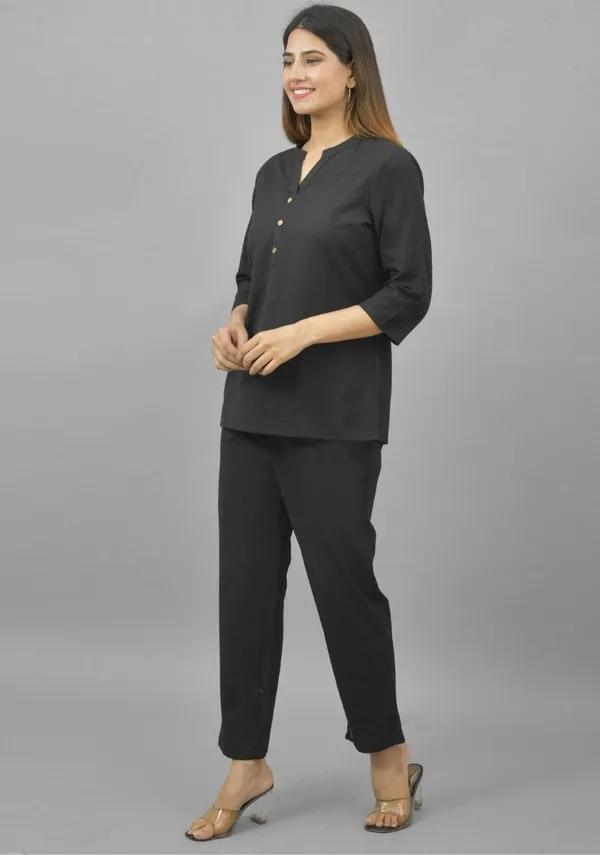 Black_Cotton_Flax_Premium_&_Elegant_Top_&_Bottom_For_Women