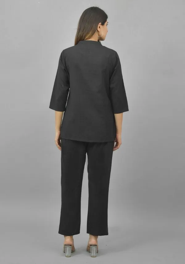 Black_Cotton_Flax_Premium_&_Elegant_Top_&_Bottom_For_Women
