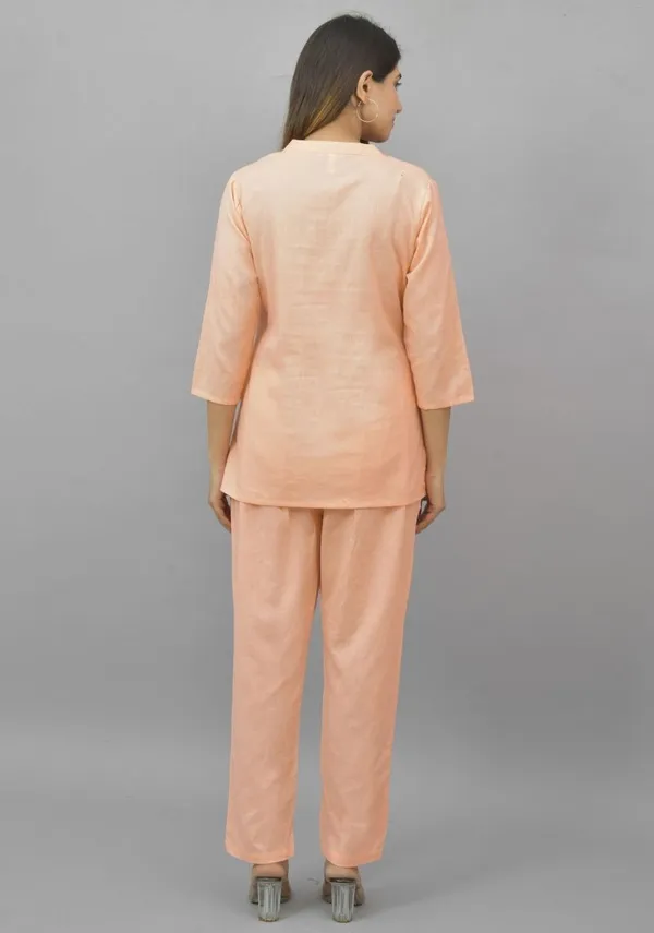 Light_Peach_Cotton_Flax_Premium_&_Elegant_Top_&_Bottom_For_Women