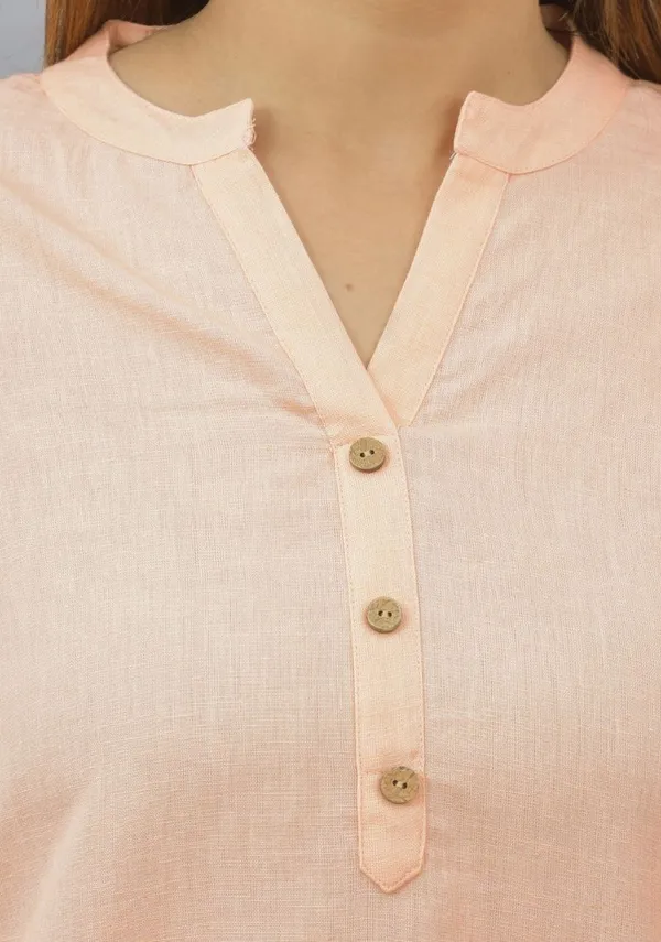 Light_Peach_Cotton_Flax_Premium_&_Elegant_Top_&_Bottom_For_Women