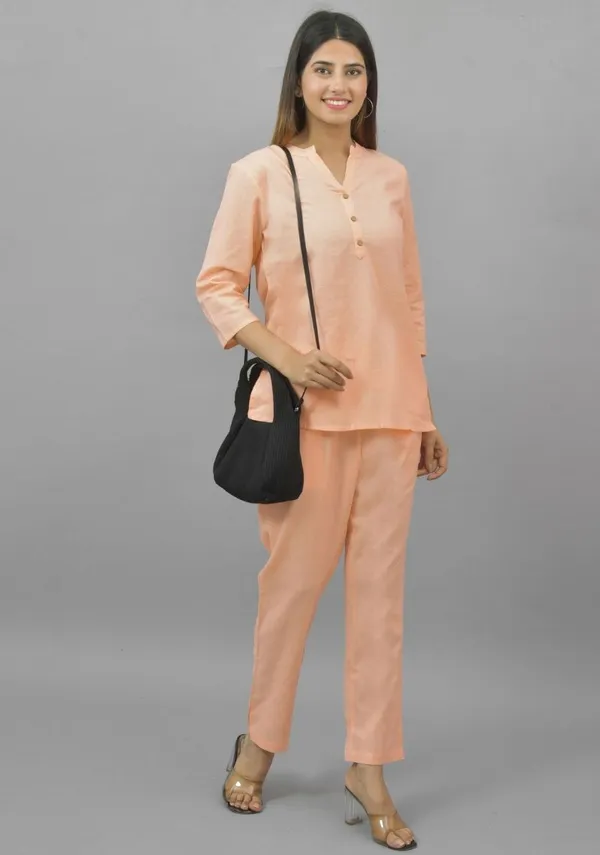 Light_Peach_Cotton_Flax_Premium_&_Elegant_Top_&_Bottom_For_Women
