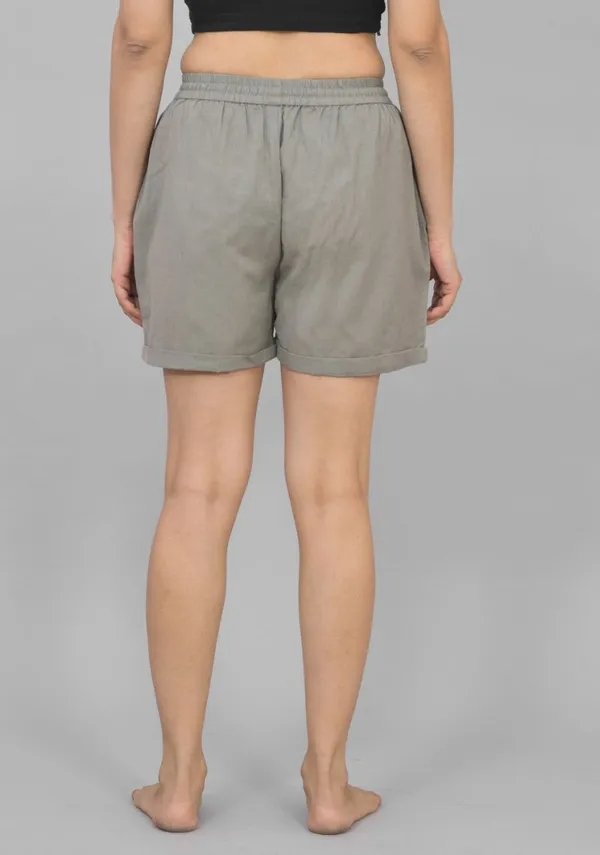 Gray_Solid_Cotton_Solid_Premium_&_Elegant_Shorts_For_Women