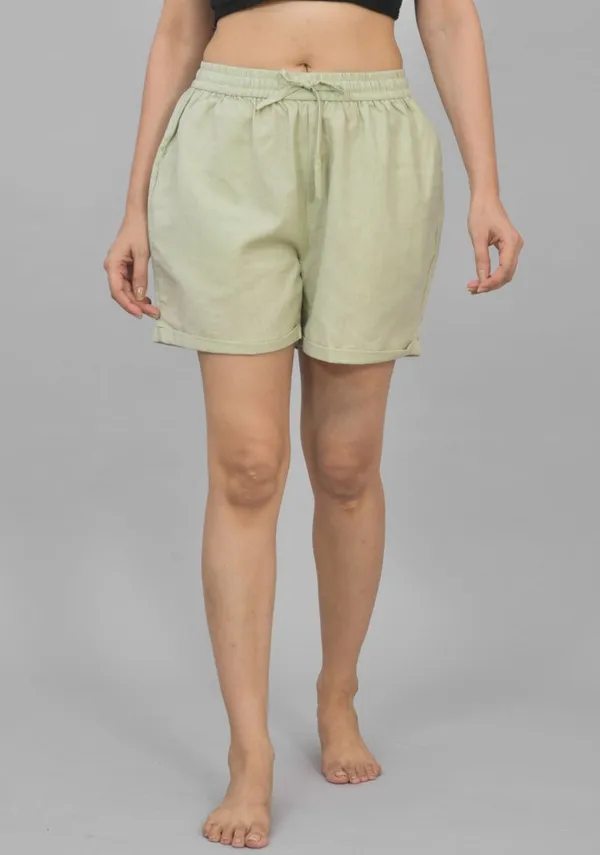 Mint_Green_Cotton_Solid_Premium_&_Elegant_Shorts_For_Women