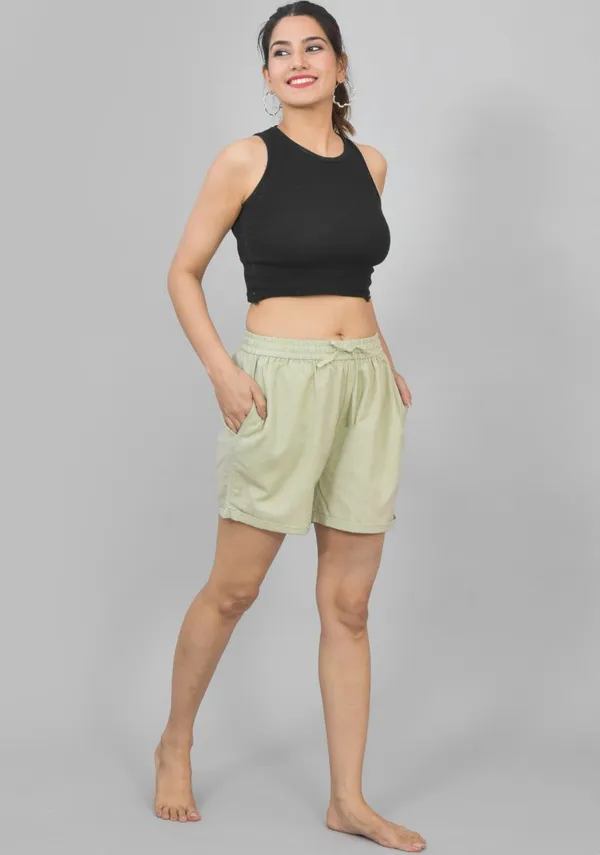 Mint_Green_Cotton_Solid_Premium_&_Elegant_Shorts_For_Women
