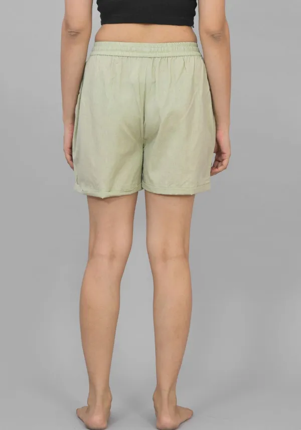 Mint_Green_Cotton_Solid_Premium_&_Elegant_Shorts_For_Women