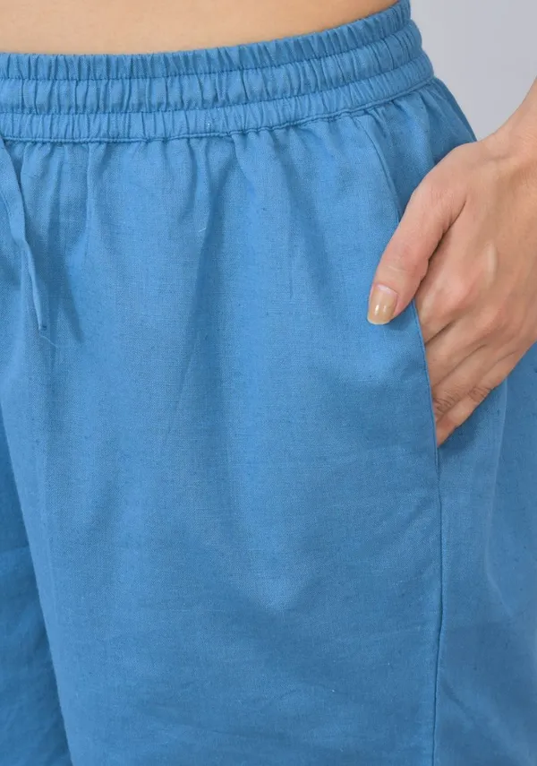 Blue_Cotton_Solid_Premium_&_Elegant_Shorts_For_Women