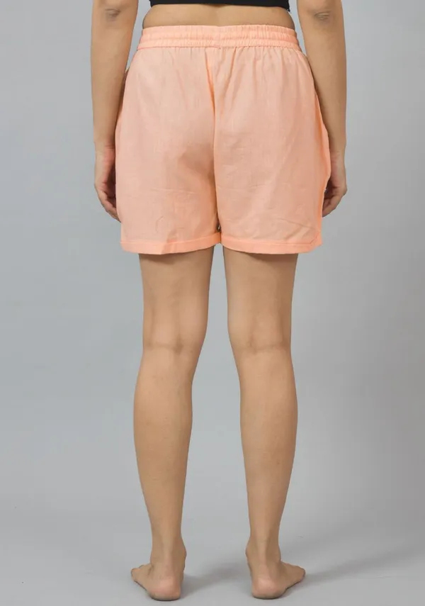 Peach_Solid_Cotton_Solid_Premium_&_Elegant_Shorts_For_Women