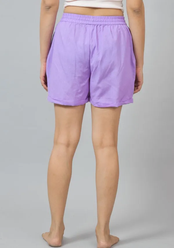 Purple_Soild_Cotton_Solid_Premium_&_Elegant_Shorts_For_Women
