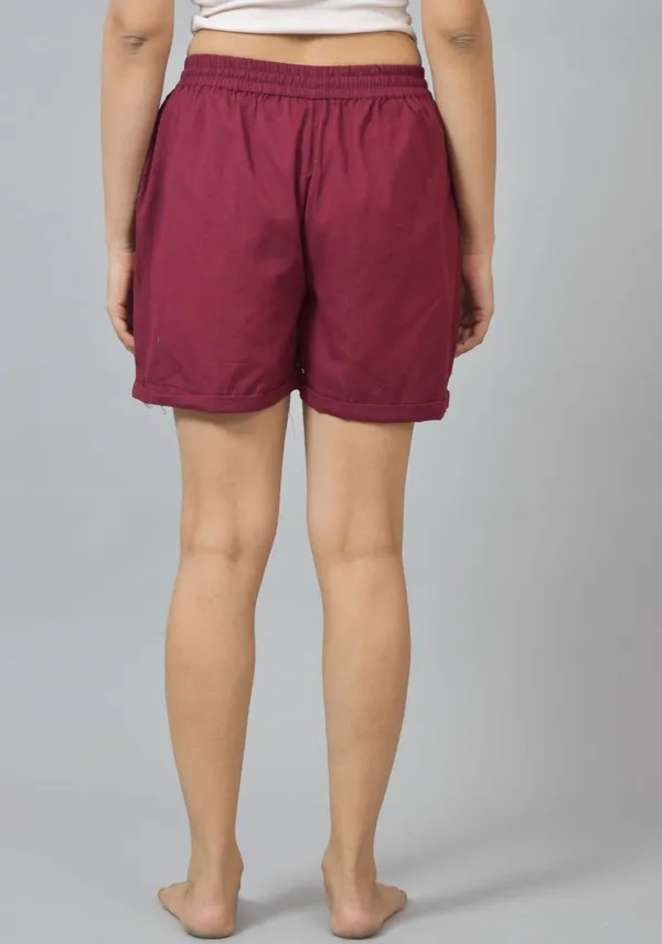 Maroon_Cotton_Solid_Premium_&_Elegant_Shorts_For_Women