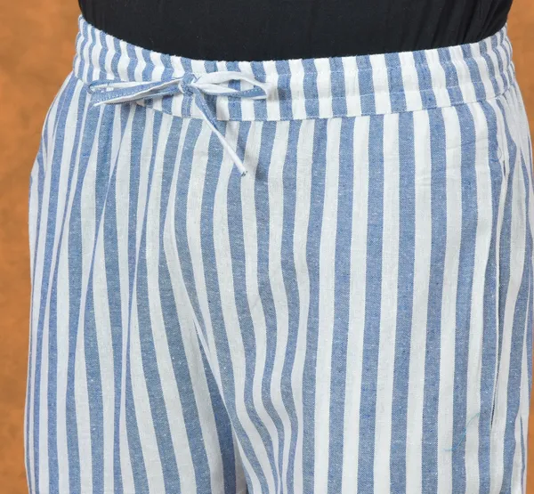 White_&_Blue_Cotton_Stripe_Premium_&_Elegant_Handloom_Pant_For_Men