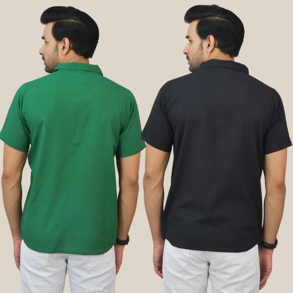 Bottle_Green_&_Black_Cotton_Solid_Premium_&_Elegant_Shirt_For_Men_(Pack_Of_2)