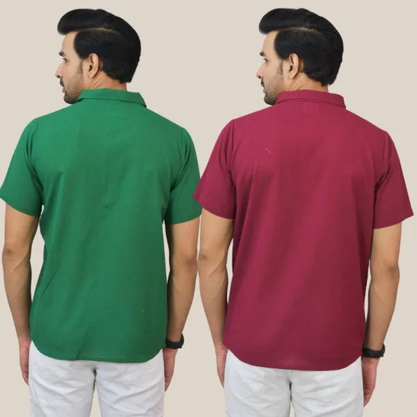 Bottle_Green_&_Maroon_Cotton_Solid_Premium_&_Elegant_Shirt_For_Men_(Pack_Of_2)