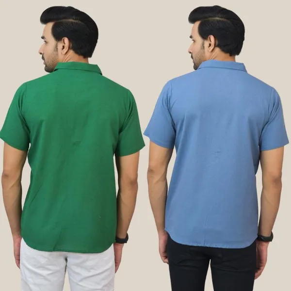 Bottle_Green_&_Sky_Blue_Cotton_Solid_Premium_&_Elegant_Shirt_For_Men_(Pack_Of_2)